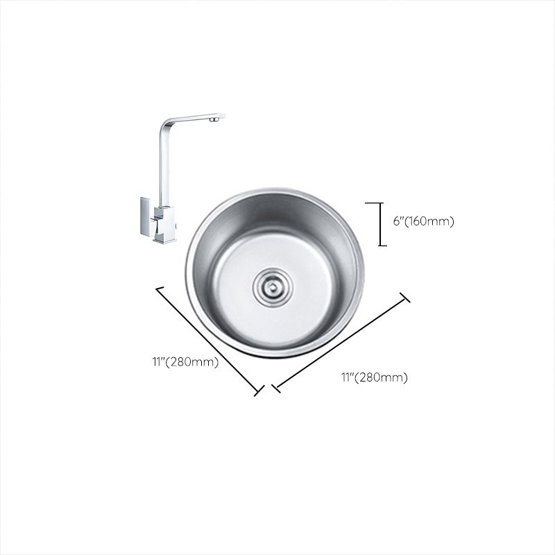 Round Single Bowl Kitchen Sink Stainless Steel Sink with Drain Strainer Set