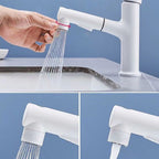Modern Washbasin Faucet Copper 1-Handle Low Arc Pull-Out Washbasin Faucet for Bathroom