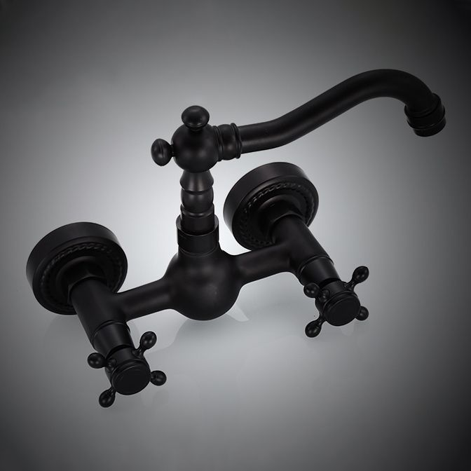 Traditional Wall Mounted Metal Bathtub Filler Low Arc Waterfall Bathroom Faucet