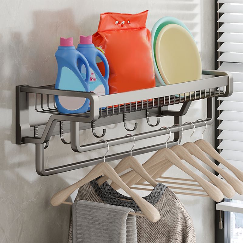 Contemporary bathroom accessory set made of matte stainless steel-aluminum with bathrobe hook/towel rail