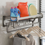 Contemporary bathroom accessory set made of matte stainless steel-aluminum with bathrobe hook/towel rail