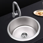 Round Single Bowl Kitchen Sink Stainless Steel Sink with Drain Strainer Set