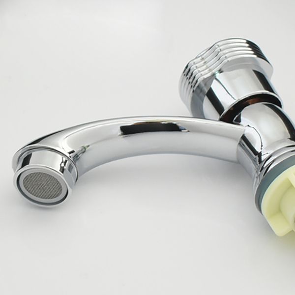 Contemporary Water Tap Knob Handle Low Arc Zinc Faucet in Silver