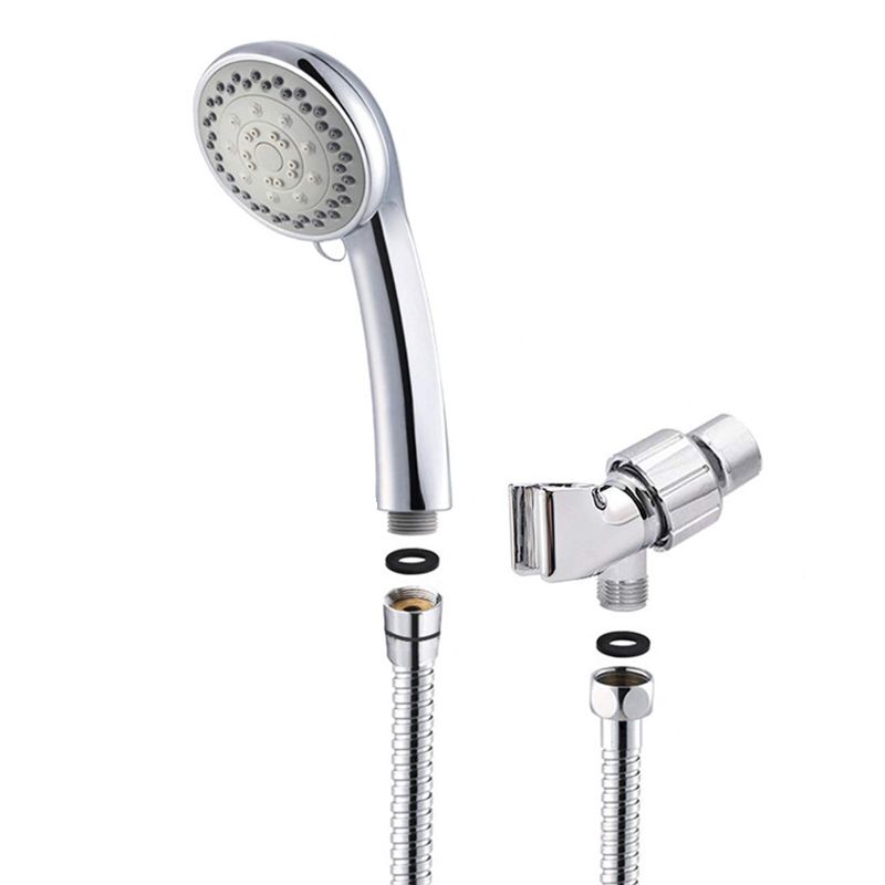 Round Handheld Showerhead in Silver Leak-Resistant Wall-Mounted Showerhead
