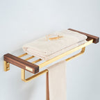 Wood and Aluminum Bath Hardware Set Golden Bathroom Accessory Set