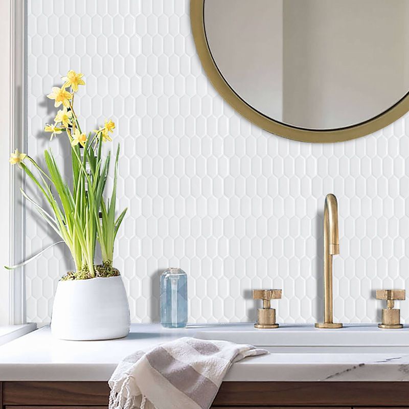 Modern Peel & Stick Field Tile PVC Hexagon Mosaic Tile Peel and Stick Back Wall