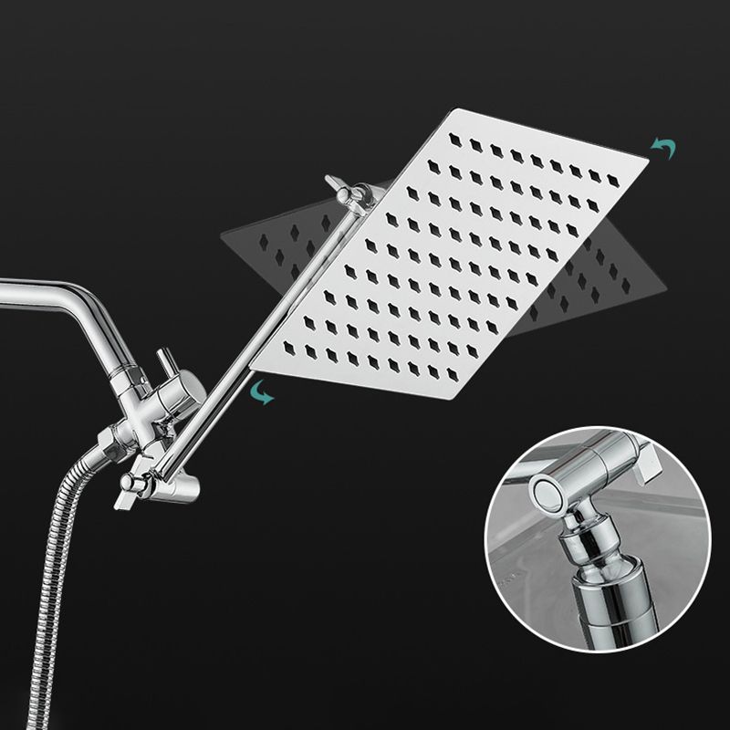 Silver Square Fixed Shower Head Modern Style Wall Mounted Shower Head