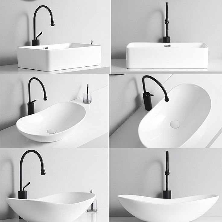 Modern Vessel Sink Porcelain Rectangular Vessel Sink (Not Including Faucet)