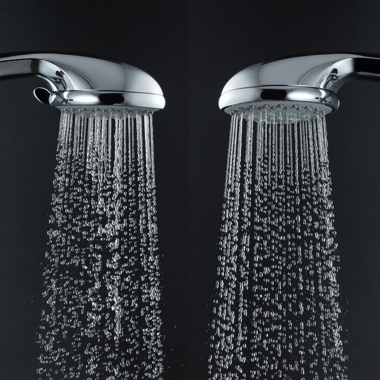 Single Double Showerhead Square High Arc Showerhead Combo in Chrome