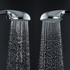 Single Double Showerhead Square High Arc Showerhead Combo in Chrome