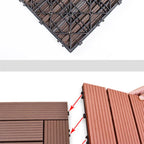 12" X 12" 4-Slat Square Deck/Patio Floor Tiles Snap Installation Floor Plank Tiles