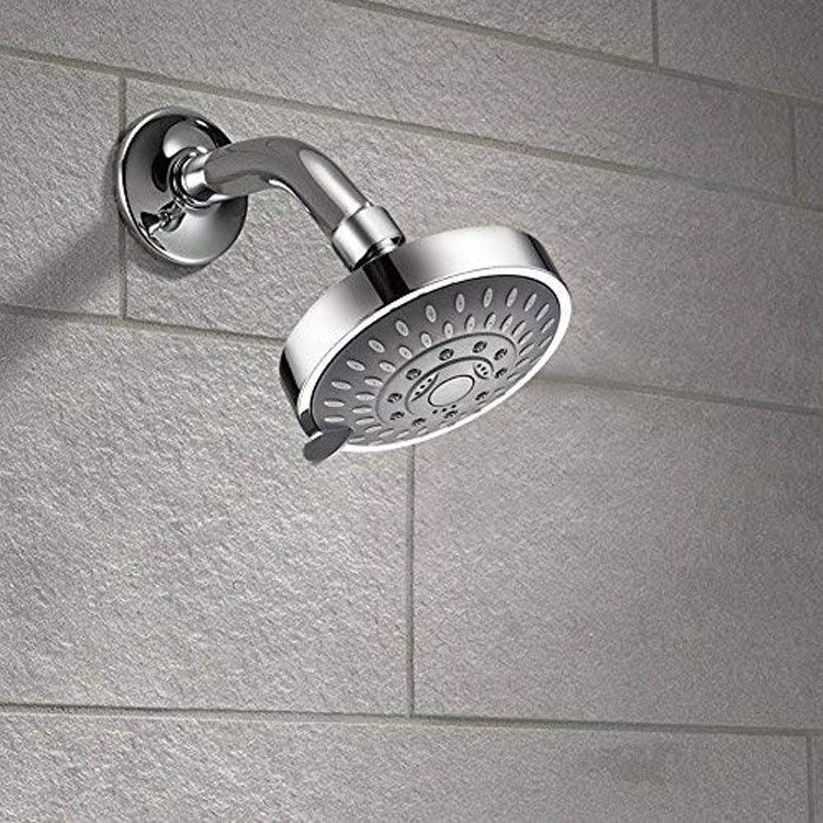 Modern Standard 5 Settings Shower Head Round Metal Adjustable Spray Pattern Shower Head