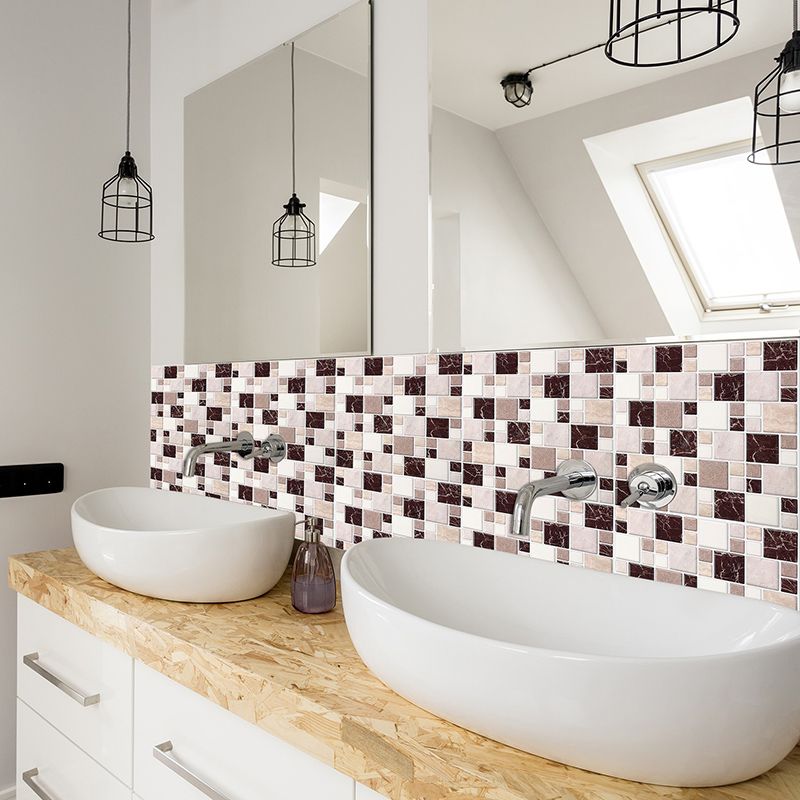 Pattern Matte Color Stone Peel and Stick Mosaic Tile Peel and Stick Tile Set of 2