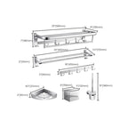 Modern Silver Bathroom Fixtures Set Metal Bathroom Accessories Kit