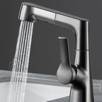 Modern 1-Lever Sink Faucet Round Basin Faucet Brass