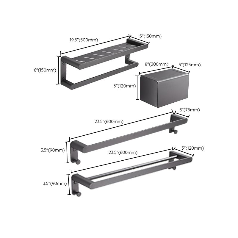 Modern Gray Bathroom Accessory As a Single Piece or As a Set Made of Metal