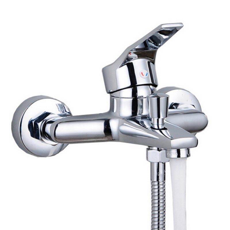 Modern Silver Bathtub Spout Single-Hole and Two-Hole Installation Faucet