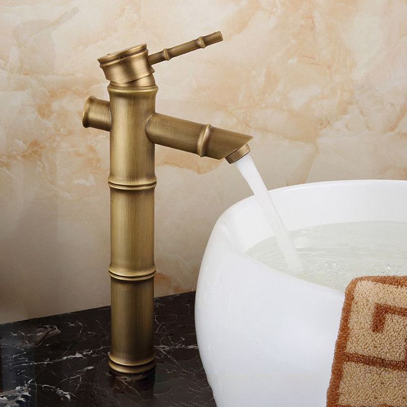 Farmhouse Brass Bathroom Faucet With Lever Handle Single Hole Sink Faucet