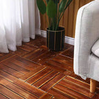 4-Slat Wood Floor Tiles Interlocking Installation Floor Tiles