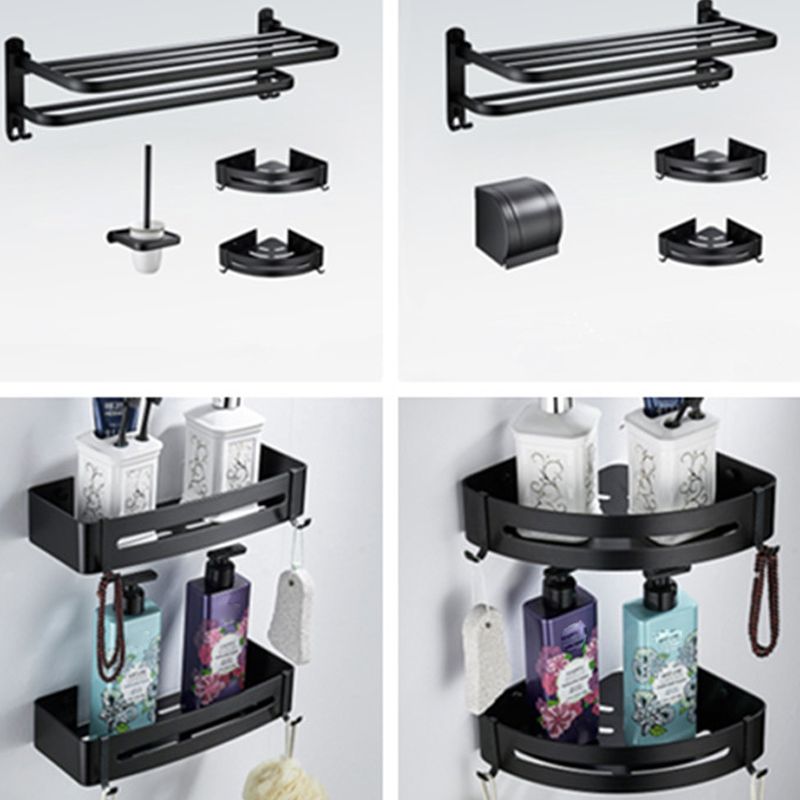 Contemporary 8-piece Bathroom Accessory Set Matte Black Bathroom Shelf/Paper Holder/Towel Hook