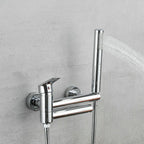 Lever Handle Bathtub Faucet Wall Mount Shower Hose Swivel Spout Bathtub Filling with Hand Shower