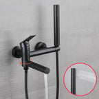 Lever Handle Bathtub Faucet Wall Mount Shower Hose Swivel Spout Bathtub Filling with Hand Shower
