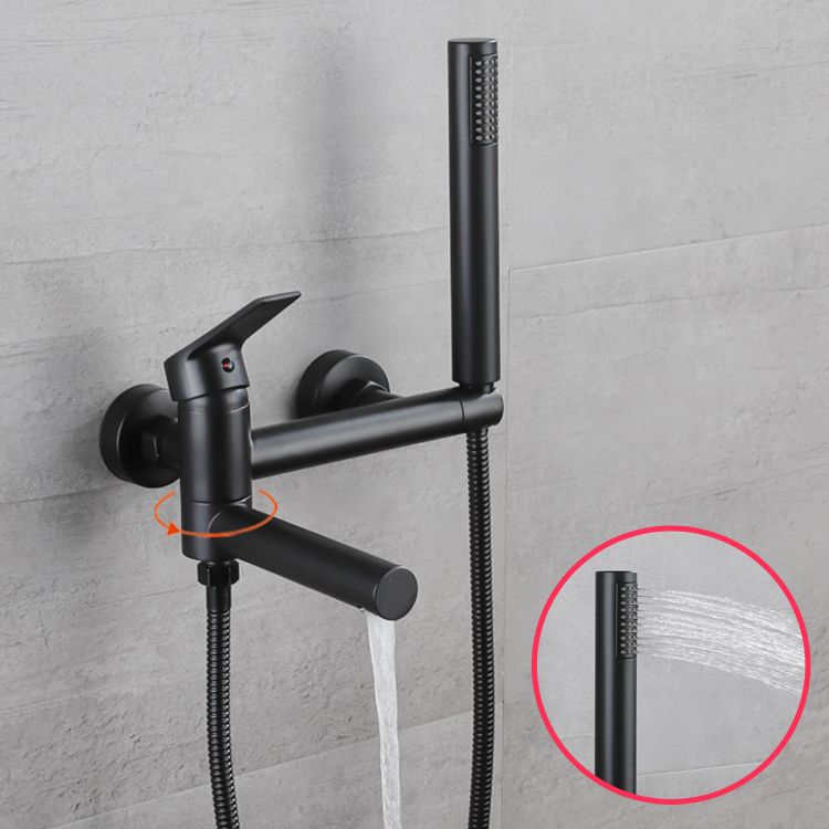 Lever Handle Bathtub Faucet Wall Mount Shower Hose Swivel Spout Bathtub Filling with Hand Shower