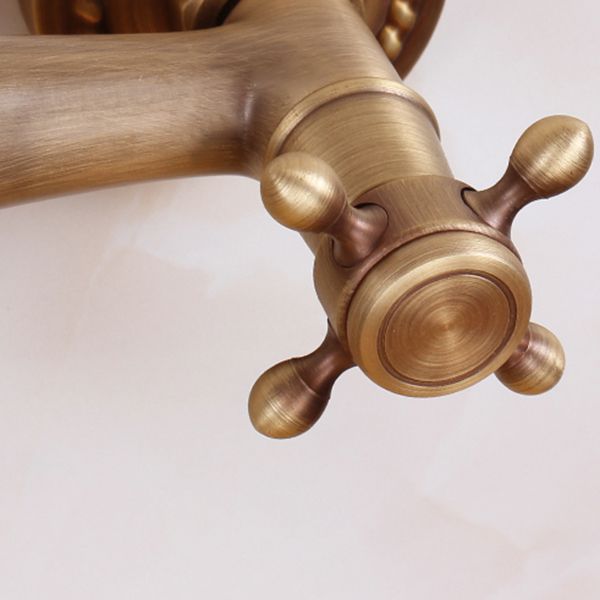 Traditional Wall-Mounted Metal Bathtub Filler Double Handles Waterfall Bathtub Faucet Trim