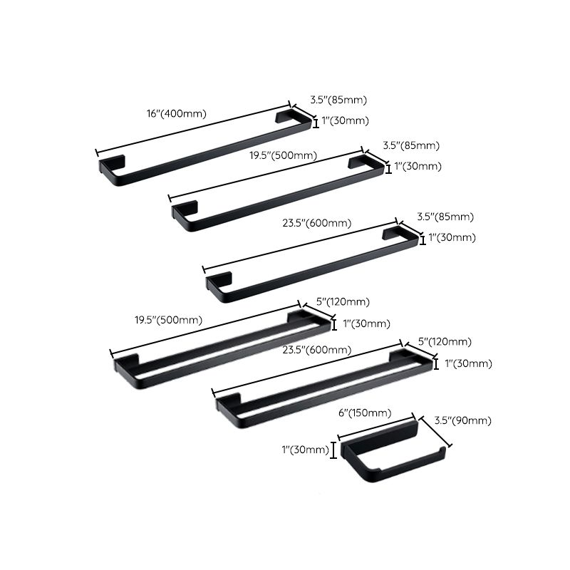 Black Bathroom Accessories Hardware Set with Towel Bar and Bathroom Shelf