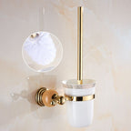 Modern bathroom accessories as a single piece or as a set in gold