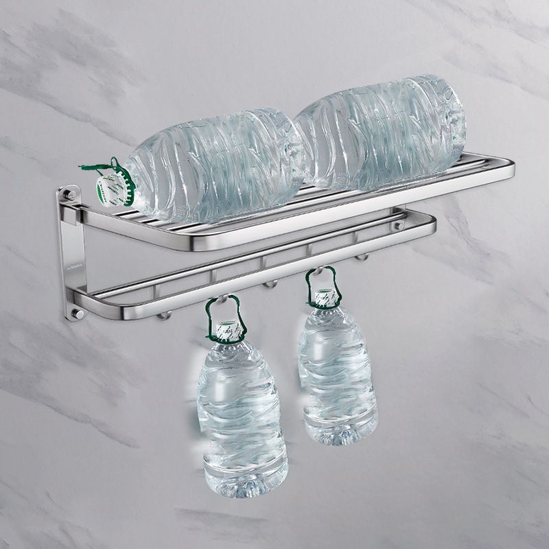 Contemporary bathroom accessory set made of aluminum with towel holder/bath shelf