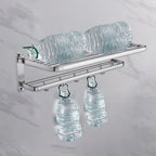 Contemporary bathroom accessory set made of aluminum with towel holder/bath shelf