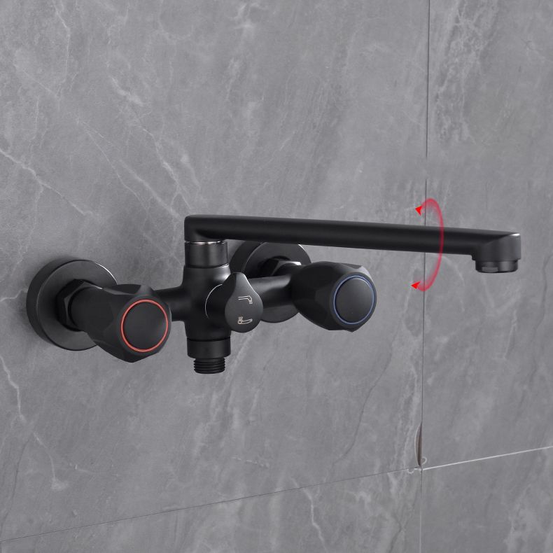 Modern Bathtub Faucet Trim Black Wall Mounted Swivel Spout with Hand Shower