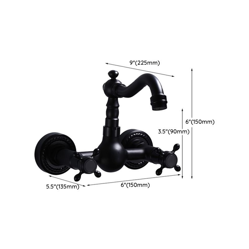 Black Wall-Mounted Bathroom Faucet American Classic Widespread Sink Faucet