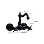 Black Wall-Mounted Bathroom Faucet American Classic Widespread Sink Faucet
