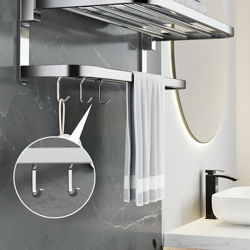 Polished Chrome Modern Bathroom Accessory Set in Stainless Steel with Bath Shelf/Towel Bar