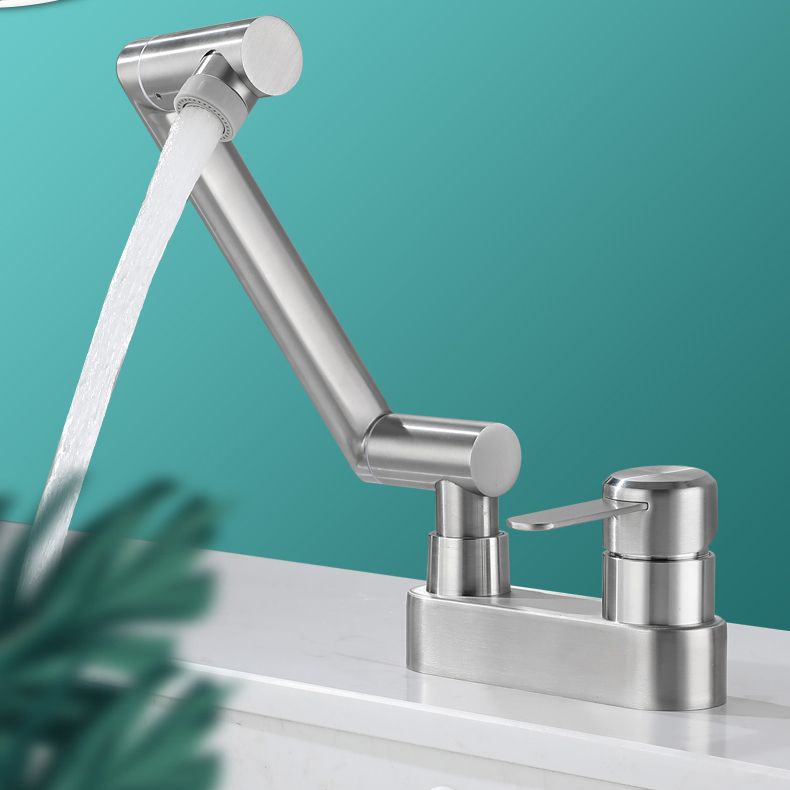 2 holes sink faucet swivel stainless steel single handle central mounted faucet