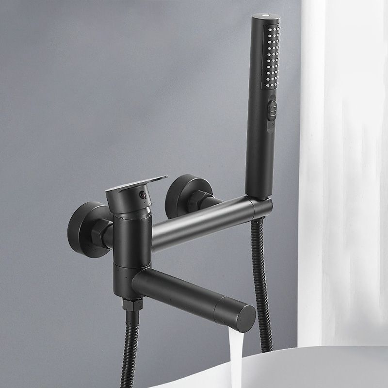 Modern Bathtub Edge Piece Single-Lever Wall-Mounted Bathtub Faucet with Hand Shower