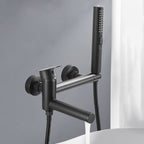 Modern Bathtub Edge Piece Single-Lever Wall-Mounted Bathtub Faucet with Hand Shower