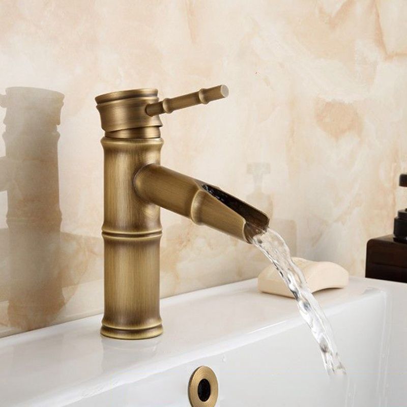 Farmhouse Brass Bathroom Faucet With Lever Handle Single Hole Sink Faucet