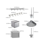 7-piece Bathroom Accessory Set Modern Aluminum Bathroom Set in Silver