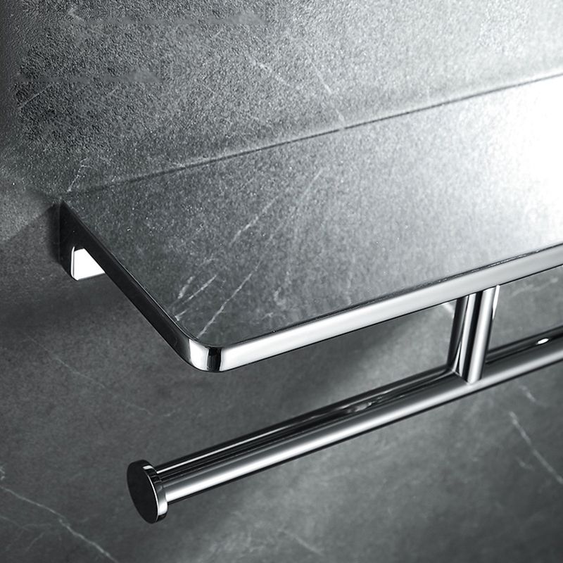 Contemporary 2-piece bathroom set made of polished chrome stainless steel toilet paper holder