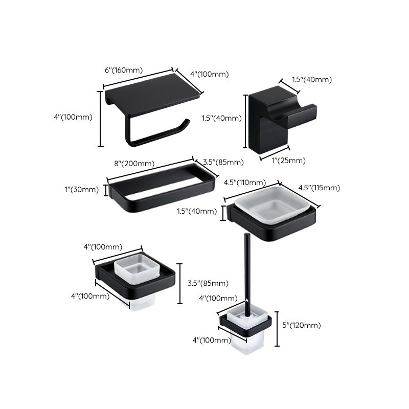 Black Bathroom Accessories Hardware Set with Towel Bar and Bathroom Shelf