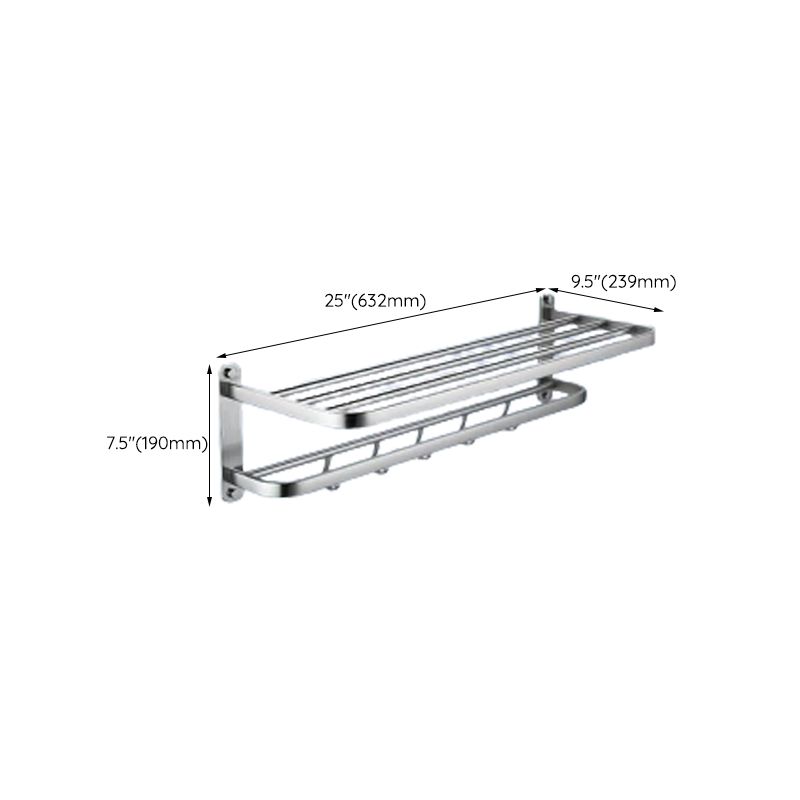Contemporary bathroom accessory set made of aluminum with towel holder/bath shelf