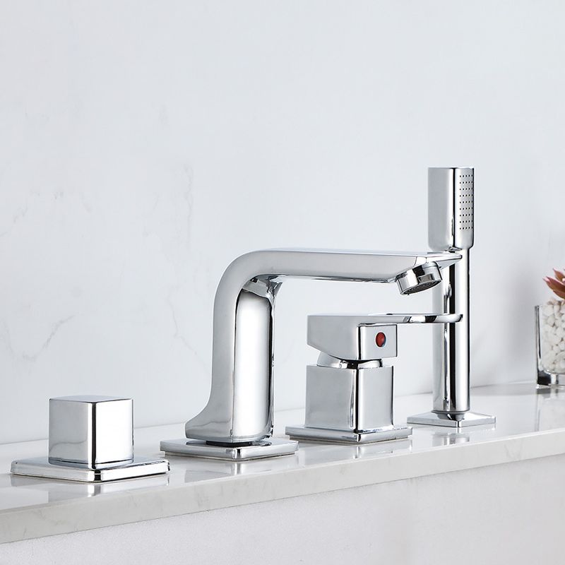 Bathroom faucet lever handle brass handheld shower sink faucet