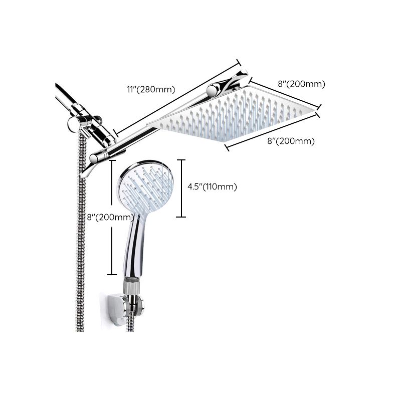 Silver Dual Shower Head 3 Settings Medium Flow Wall Mounted Shower Head