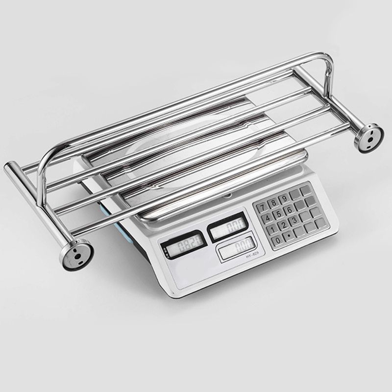 Polished Chrome 5-piece modern bathroom accessory set with bathroom shelf