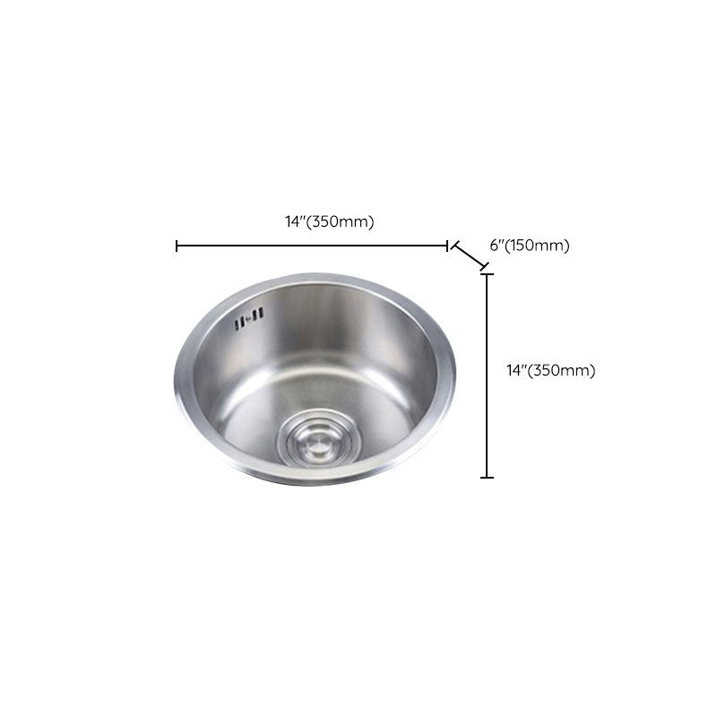 Round Stainless Steel Kitchen Sink with Drain Assembly Built-in Sink