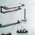 Modern Bathroom Accessory Set Matte Black/Grey Bathroom Shelf/Towel Holder & Paper Holder