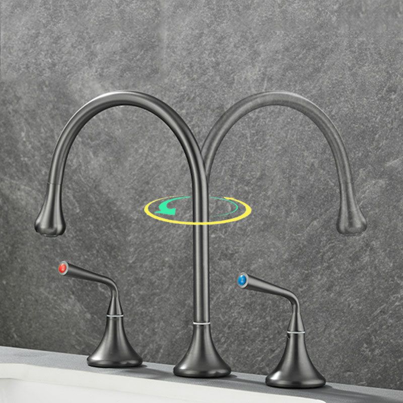 Double Handle Tub Spout Deck Mounted High Arc Brass Modern Roman Tub Spout